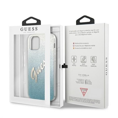 Etui na telefon iPhone 12 Pro Max Guess Glitter Gradient Niebieski