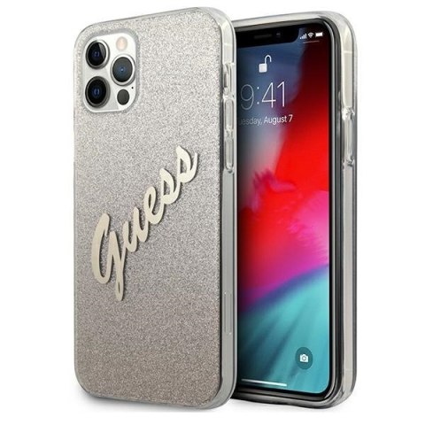 Etui na telefon iPhone 12 Pro Max Guess złoty hardcase Glitter Gradient