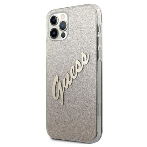 Etui na telefon iPhone 12 Pro Max Guess złoty hardcase Glitter Gradient