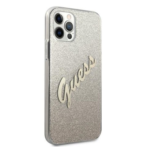 Etui na telefon iPhone 12 Pro Max Guess złoty hardcase Glitter Gradient