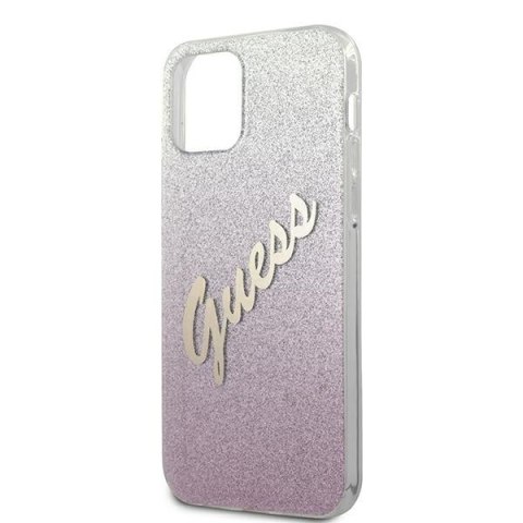 Etui na telefon iPhone 12 Pro Max Guess różowy Glitter Gradient Script