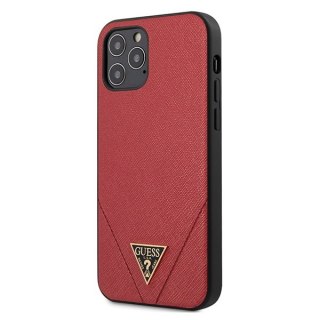 Etui na telefon iPhone 12 Pro Max Guess Saffiano czerwony hardcase