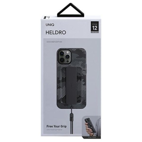 Etui na telefon iPhone 12 Pro Max UNIQ Heldro czarny moro Antimicrobial