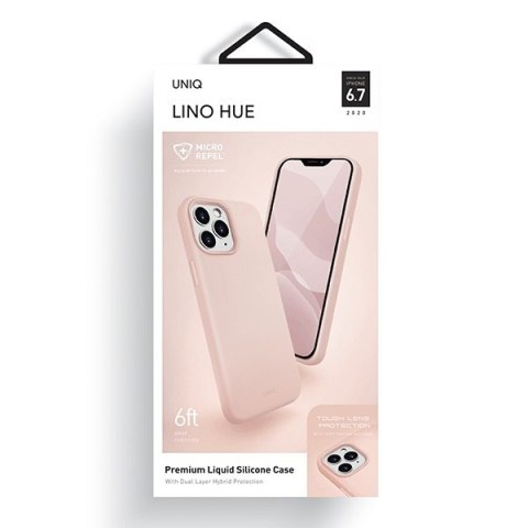 Etui na telefon iPhone 12 Pro Max UNIQ Lino Hue różowy - stylowe i trwałe