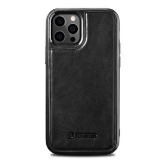 Etui iPhone 12 Pro Max iCarer Leather Oil Wax czarne