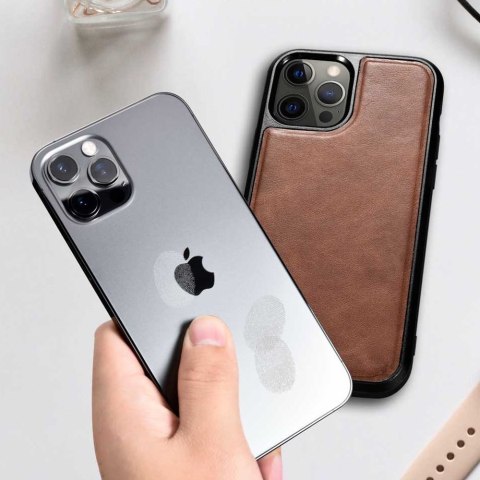 Etui iPhone 12 Pro Max iCarer Leather Oil Wax czarne