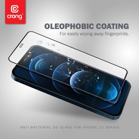 Szkło hartowane iPhone 12 Pro Max Crong Anti-Bacterial 3D Armour Glass + ramka instalacyjna