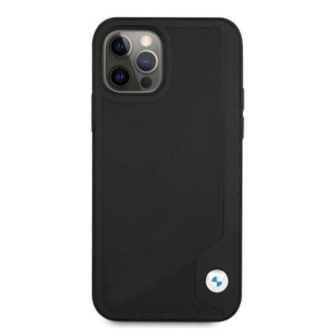 Etui iPhone 12 / 12 Pro BMW czarne hardcase Leather Deboss