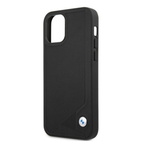 Etui iPhone 12 / 12 Pro BMW czarne hardcase Leather Deboss