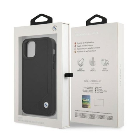 Etui iPhone 12 / 12 Pro BMW czarne hardcase Leather Deboss