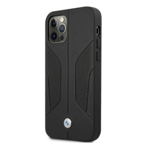 Etui iPhone 12 / 12 Pro BMW czarne hardcase Leather Perforate Sides