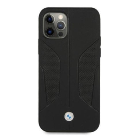 Etui iPhone 12 / 12 Pro BMW czarne hardcase Leather Perforate Sides