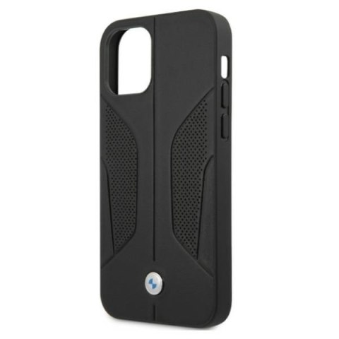 Etui iPhone 12 / 12 Pro BMW czarne hardcase Leather Perforate Sides