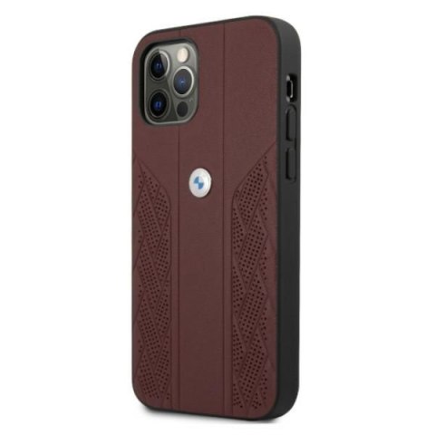 Etui iPhone 12 / 12 Pro BMW czerwone hardcase Leather Curve Perforate