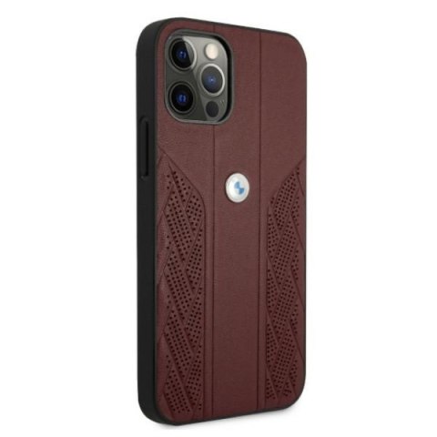 Etui iPhone 12 / 12 Pro BMW czerwone hardcase Leather Curve Perforate