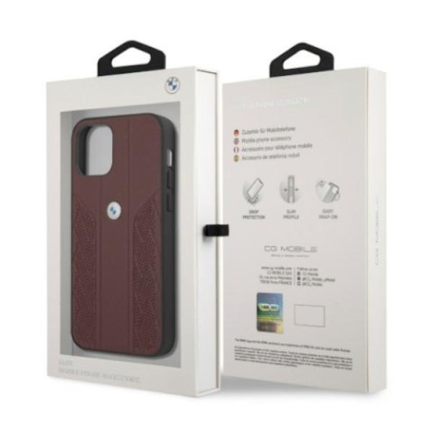 Etui iPhone 12 / 12 Pro BMW czerwone hardcase Leather Curve Perforate