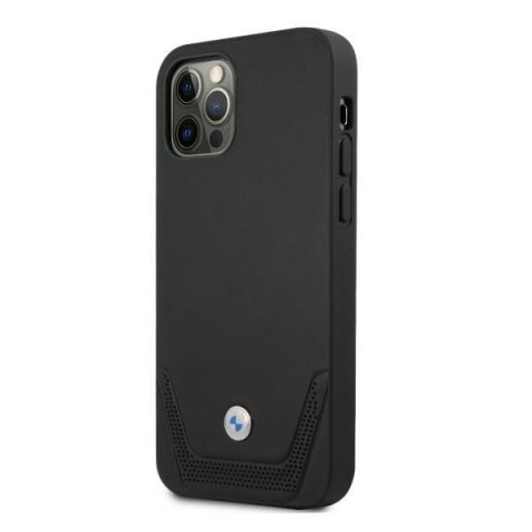 Etui iPhone 12 / 12 Pro BMW czarne hardcase Leather Perforate