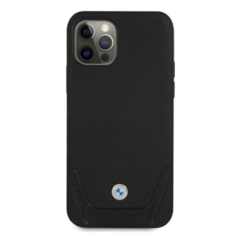 Etui iPhone 12 / 12 Pro BMW czarne hardcase Leather Perforate