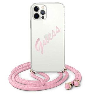 Etui iPhone 12/12 Pro Guess GUHCP12MCRTVSPI różowy hardcase Script Vintage