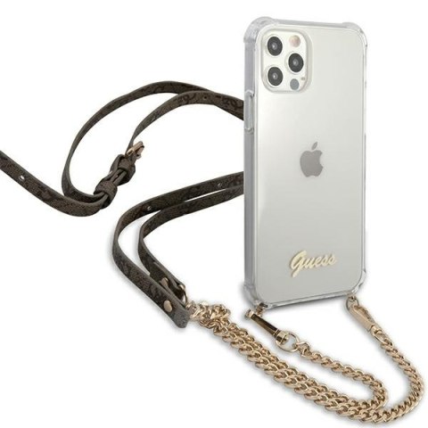 Etui na telefon iPhone 12/12 Pro Guess GUHCP12MKC4GSGO transparentne