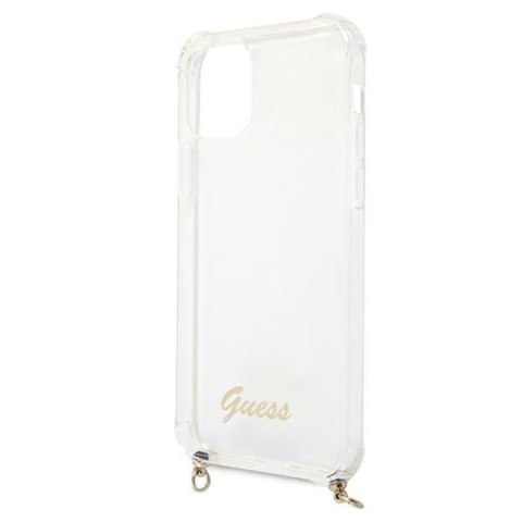 Etui na telefon iPhone 12/12 Pro Guess GUHCP12MKC4GSGO transparentne