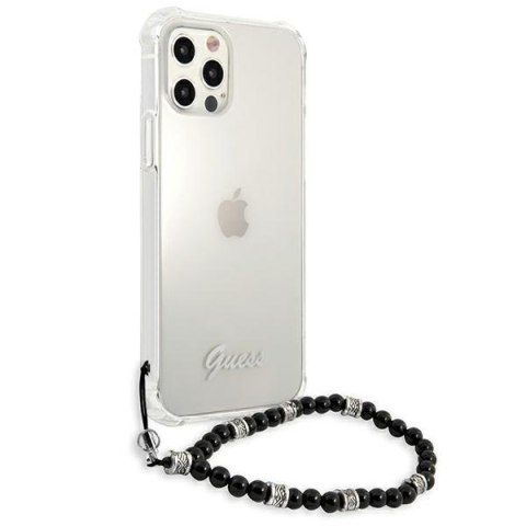 Etui na telefon iPhone 12/12 Pro Guess GUHCP12MKPSBK transparentne