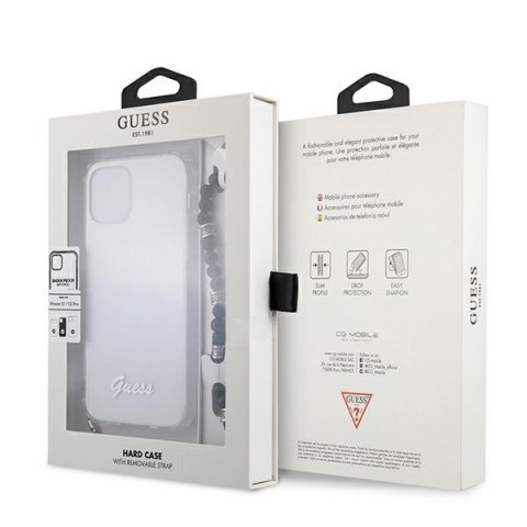 Etui na telefon iPhone 12/12 Pro Guess GUHCP12MKPSBK transparentne