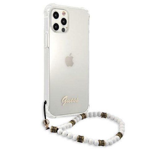 Etui na telefon iPhone 12/12 Pro Guess GUHCP12MKPSWH przezroczyste