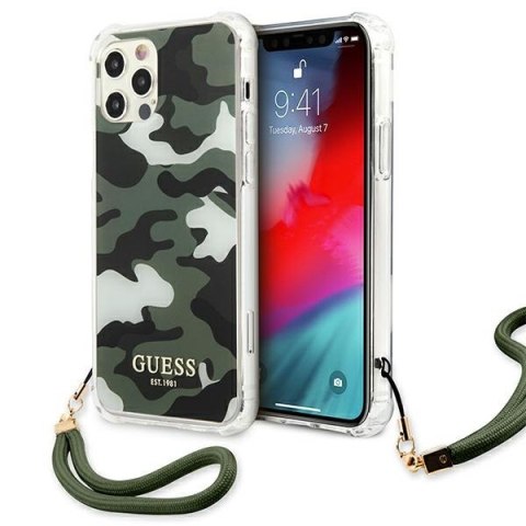 Etui na telefon iPhone 12/12 Pro Guess Camo Collection zielony hardcase