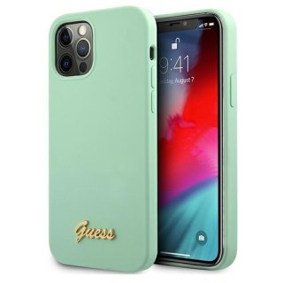 Etui na telefon iPhone 12/12 Pro Guess zielony hardcase z logo