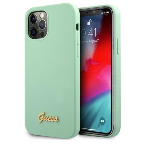 Etui na telefon iPhone 12/12 Pro Guess zielony hardcase z logo