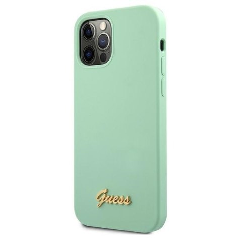 Etui na telefon iPhone 12/12 Pro Guess zielony hardcase z logo