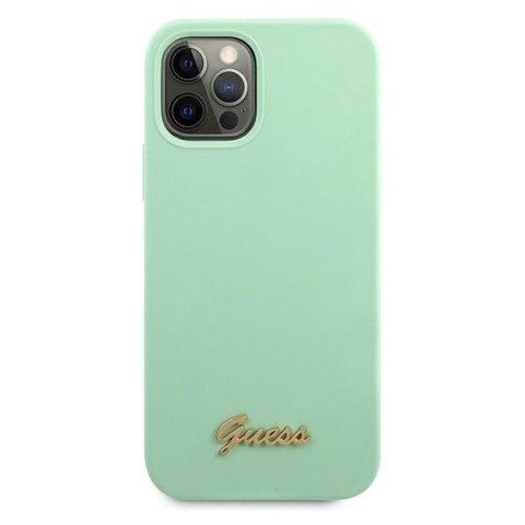 Etui na telefon iPhone 12/12 Pro Guess zielony hardcase z logo