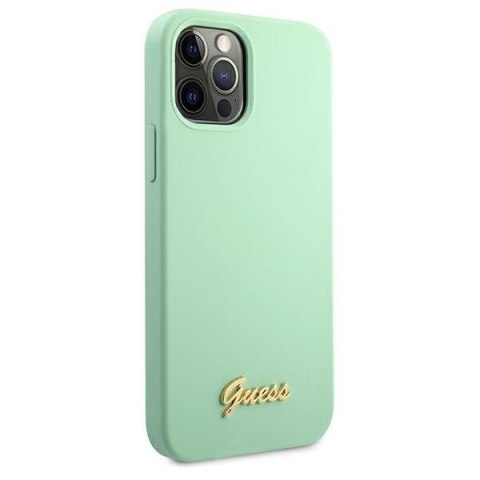 Etui na telefon iPhone 12/12 Pro Guess zielony hardcase z logo