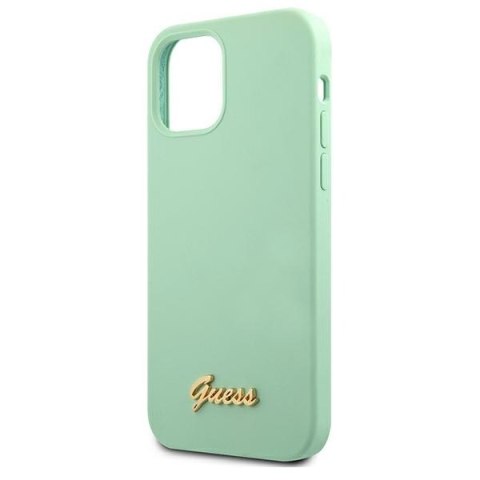 Etui na telefon iPhone 12/12 Pro Guess zielony hardcase z logo