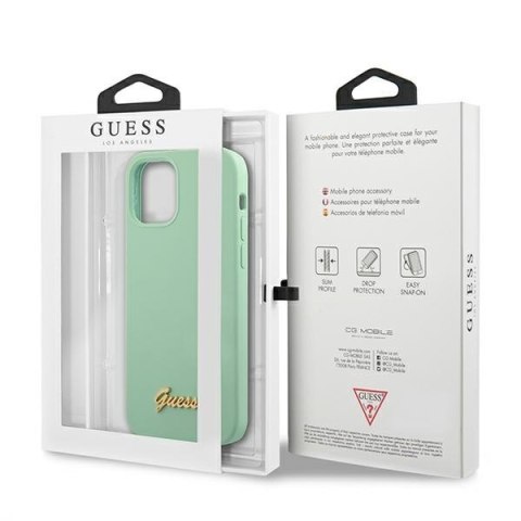 Etui na telefon iPhone 12/12 Pro Guess zielony hardcase z logo