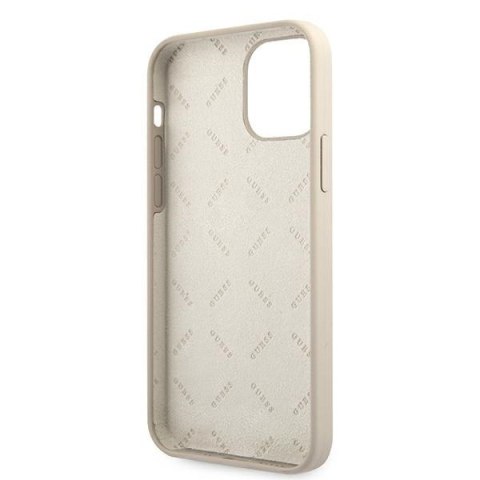 Etui na telefon iPhone 12/12 Pro Guess szaro-różowy silikon vintage