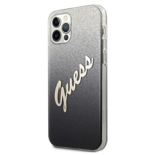 Etui iPhone 12/12 Pro Guess GUHCP12MPCUGLSBK czarny hardcase Glitter Gradient Script