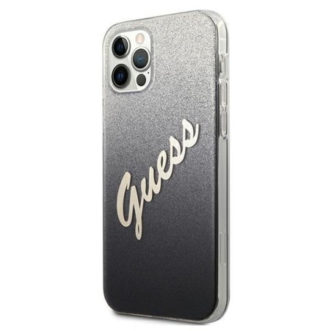 Etui na telefon iPhone 12/12 Pro Guess Glitter Gradient Czarny Hardcase