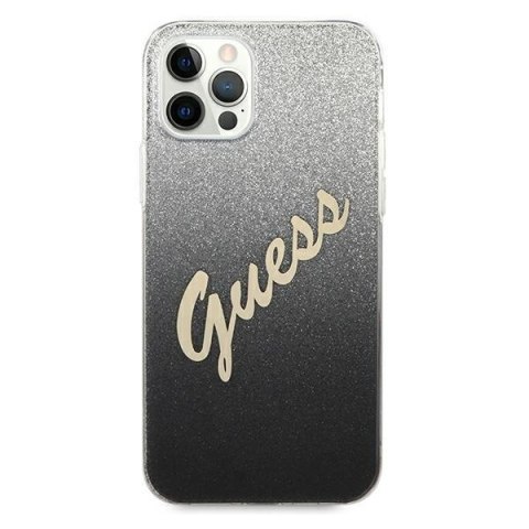 Etui na telefon iPhone 12/12 Pro Guess Glitter Gradient Czarny Hardcase