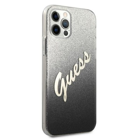 Etui na telefon iPhone 12/12 Pro Guess Glitter Gradient Czarny Hardcase