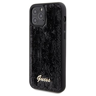 Etui iPhone 12/12 Pro Guess GUHCP12MPSFDGSK czarny hardcase Sequin Script Metal