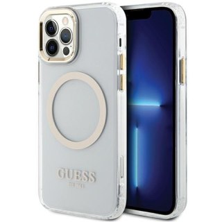 Etui iPhone 12 / 12 Pro Guess Metal Outline MagSafe złote