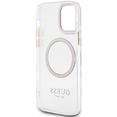 Etui na telefon iPhone 12/12 Pro Guess Metal Outline MagSafe złote