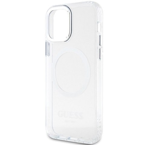 Etui iPhone 12 / 12 Pro Guess Metal Outline MagSafe srebrne