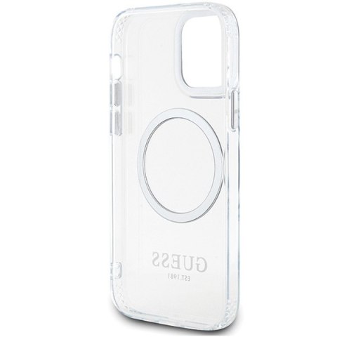 Etui iPhone 12 / 12 Pro Guess Metal Outline MagSafe srebrne