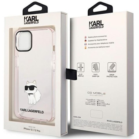 Etui na telefon iPhone 12/12 Pro Karl Lagerfeld Choupette różowe