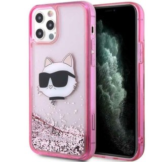 Etui iPhone 12 / 12 Pro Karl Lagerfeld różowe Glitter Choupette Head