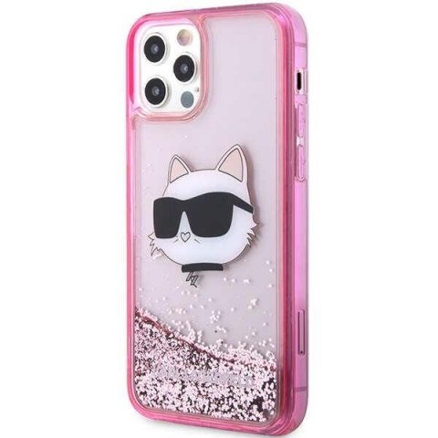 Etui iPhone 12 / 12 Pro Karl Lagerfeld różowe Glitter Choupette Head