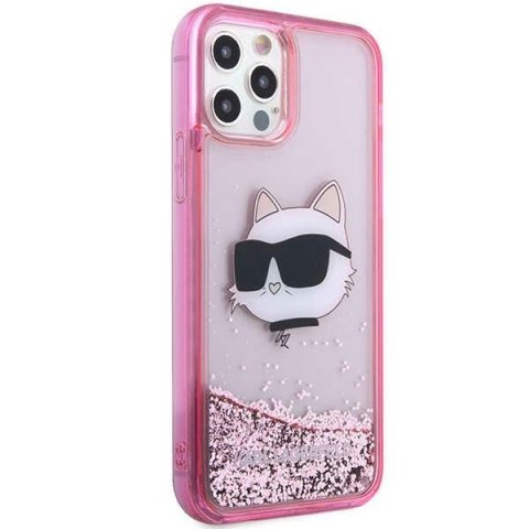 Etui iPhone 12 / 12 Pro Karl Lagerfeld różowe Glitter Choupette Head